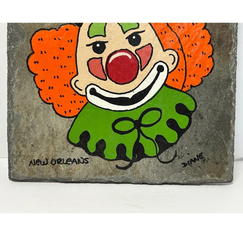 New Orleans Clown Slate Art Wall Decor Hand Painted Bourbon StreetSigned Dianne‎